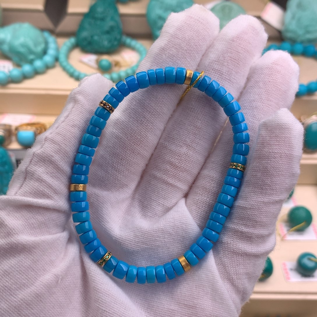 绿松石珠宝奇石18K金镶嵌