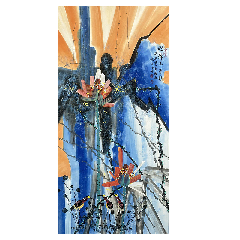 b-2775黄永玉托底花鸟68*138cm