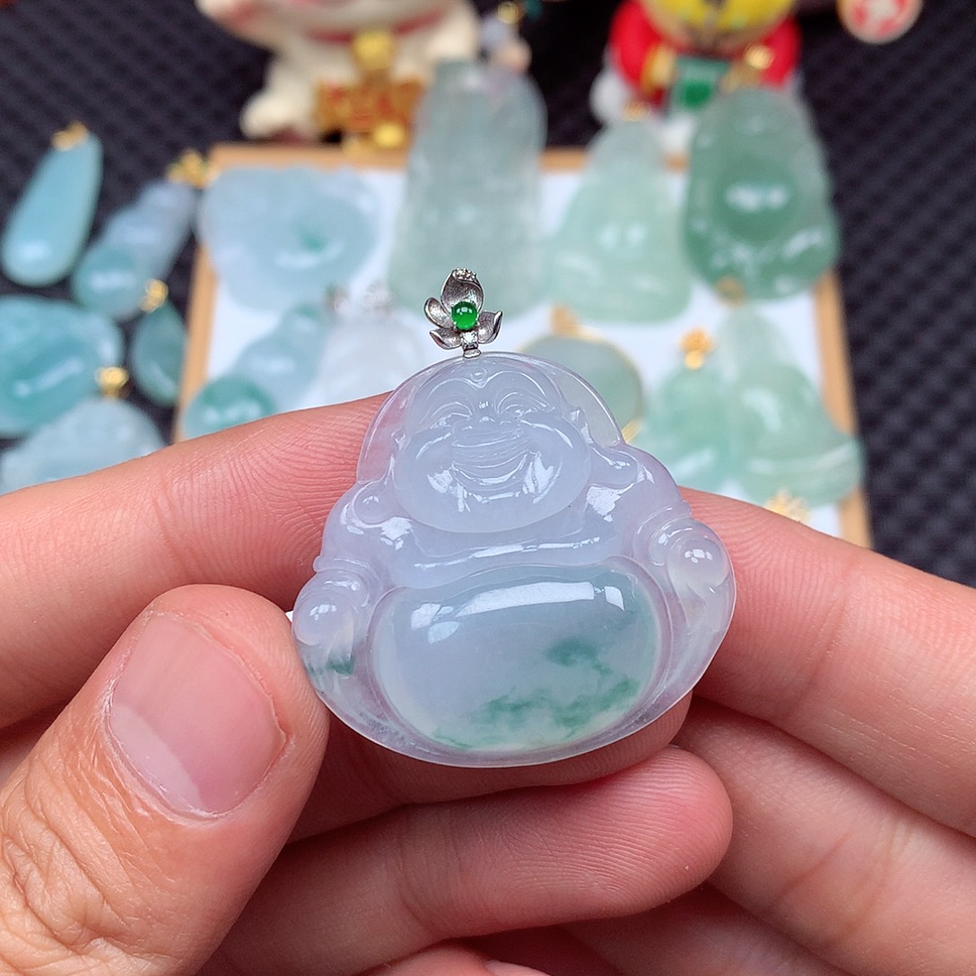 吊坠(不含链)18K金镶嵌翡翠