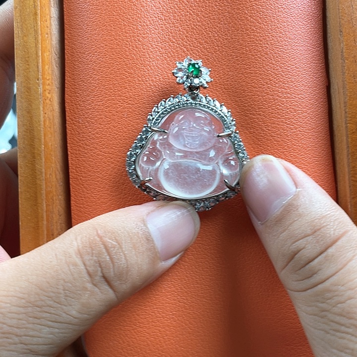 石英质玉银S925镶嵌吊坠(赠链)