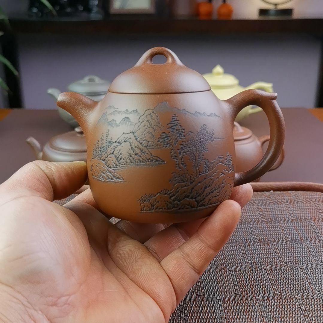 紫砂茶壶底槽清秦权300CC国工