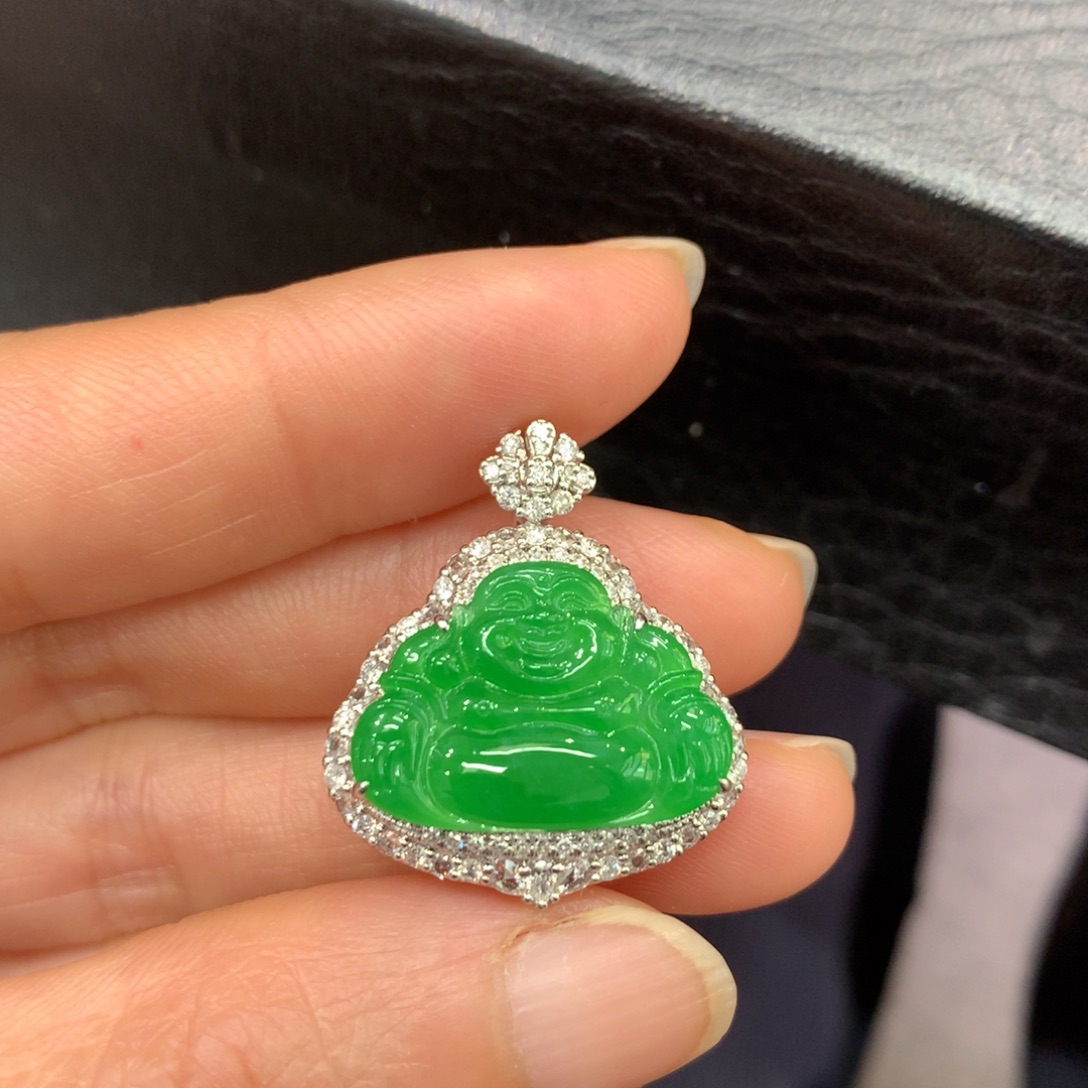 翡翠18K金镶嵌吊坠(不含链)