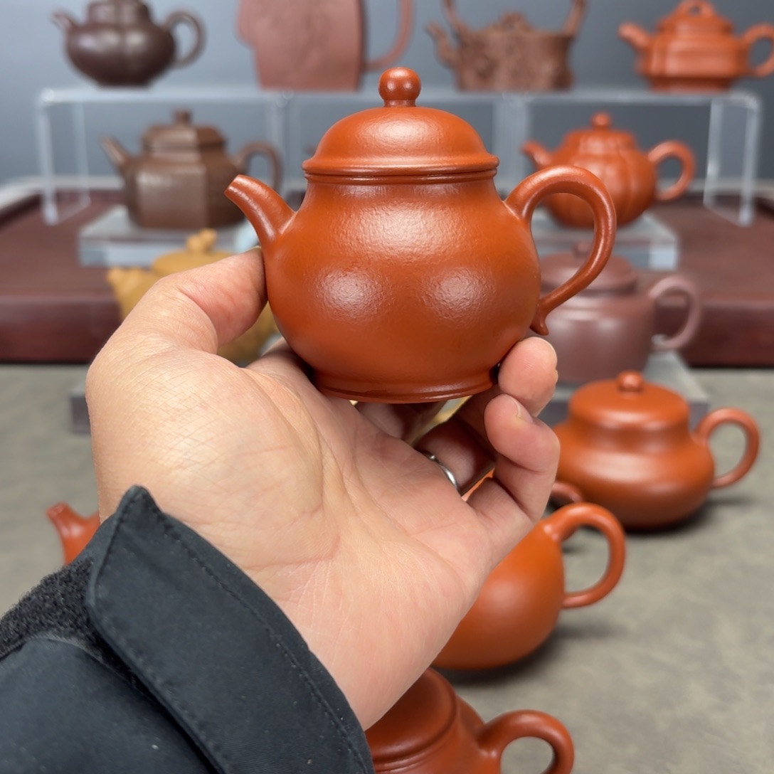 清***风茶壶紫砂高瓢120CC朱泥