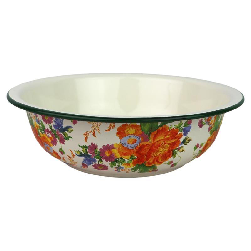 【24公分大号】特厚珐琅搪瓷平边盆依兰花汤盆和面盆水煮鱼盆