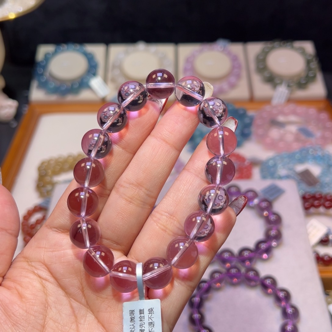 水晶手串未镶嵌没***琪天空之镜紫水晶11.9m m