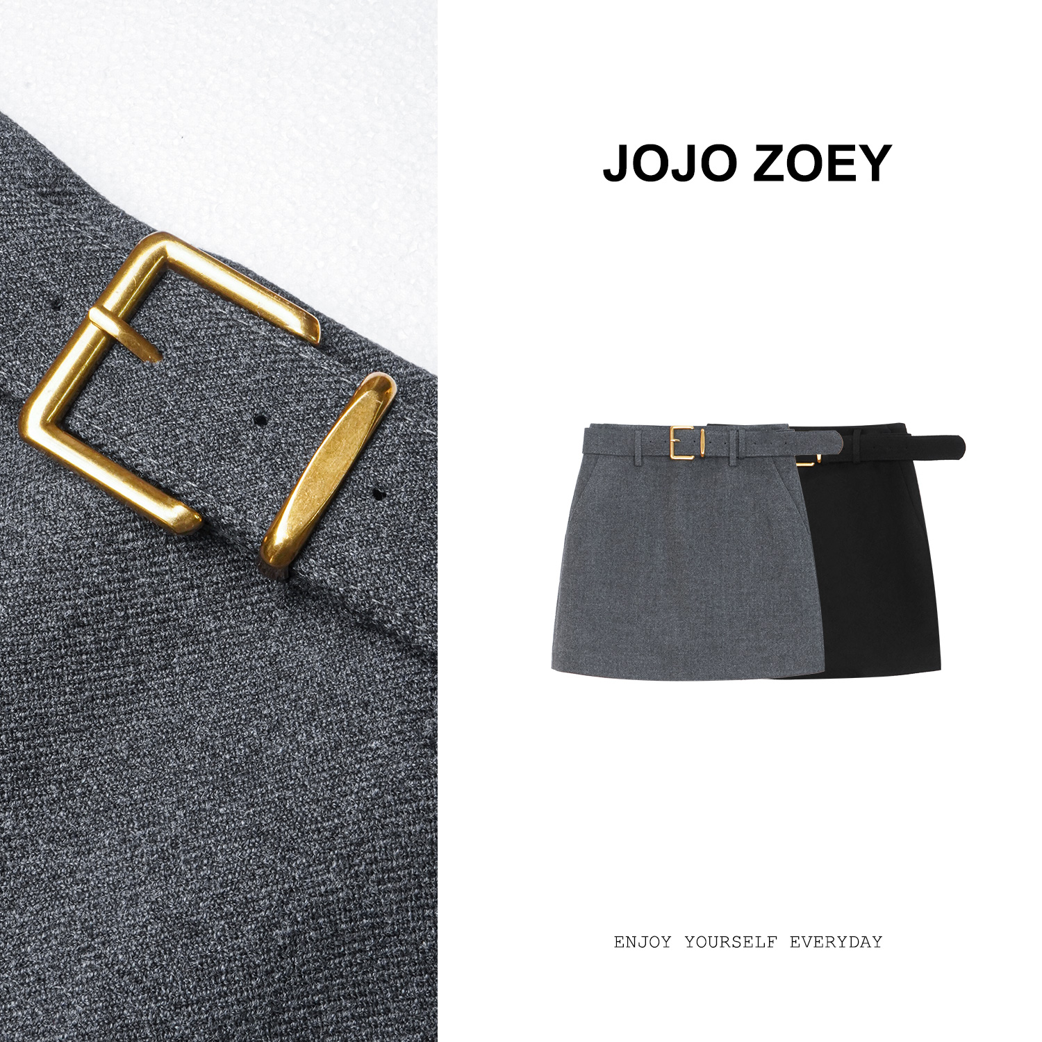 JOJO ZOEY【罗曼旧事】~新款高腰显瘦毛呢百搭羊毛半身裙dq-4472