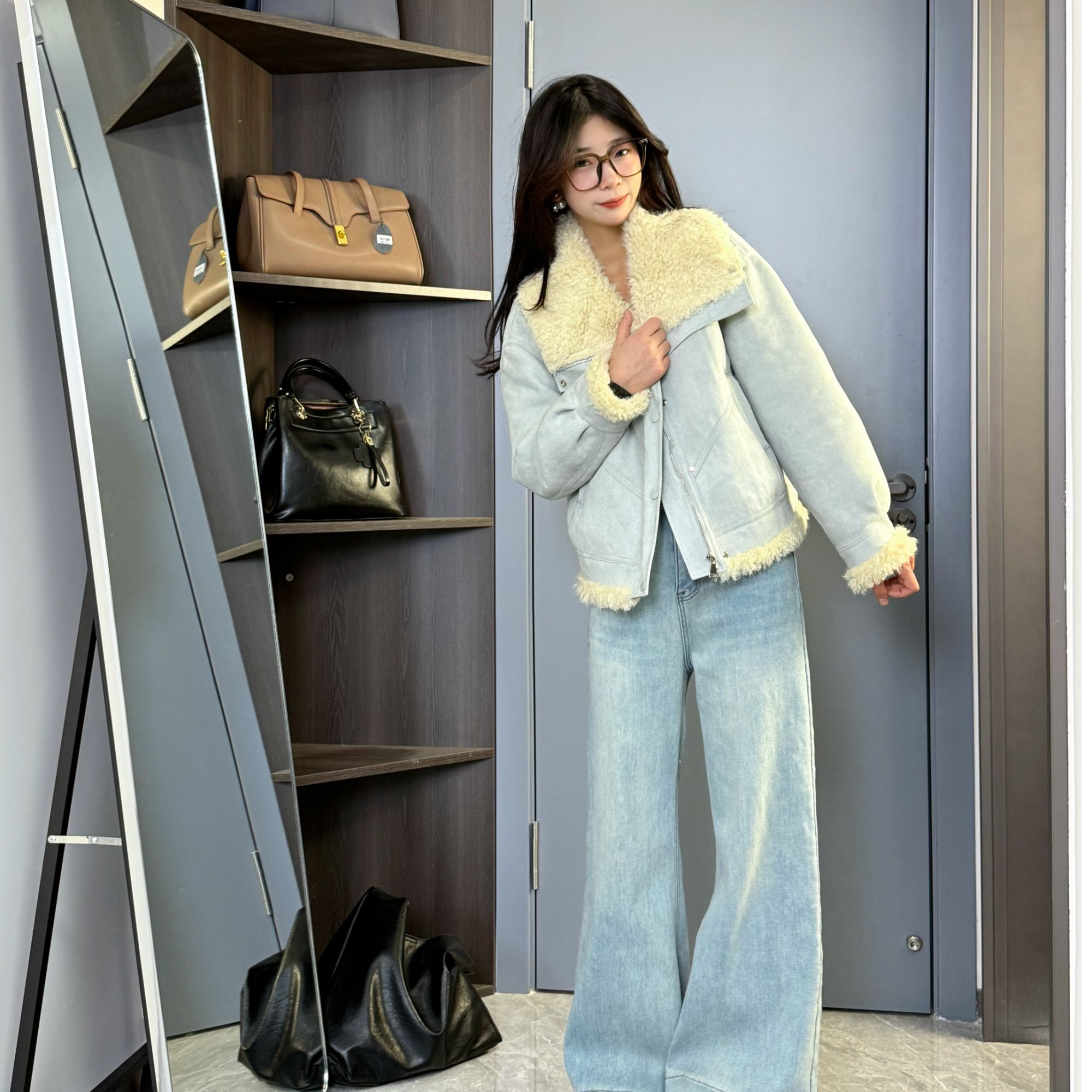 2025新款一体绒短裤外套皮毛一体小香风休闲时尚百搭