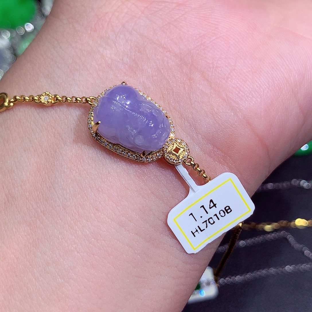 翡翠吊坠(不含链)18K金镶嵌