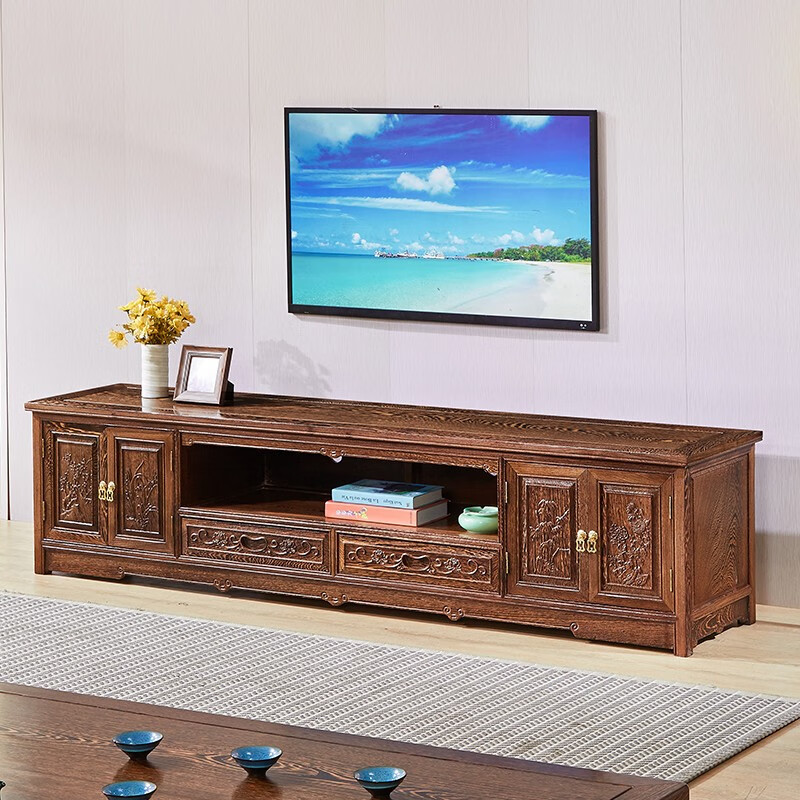 四季花地柜鸡翅木 电视柜组合新中式客厅家用地柜红木家具