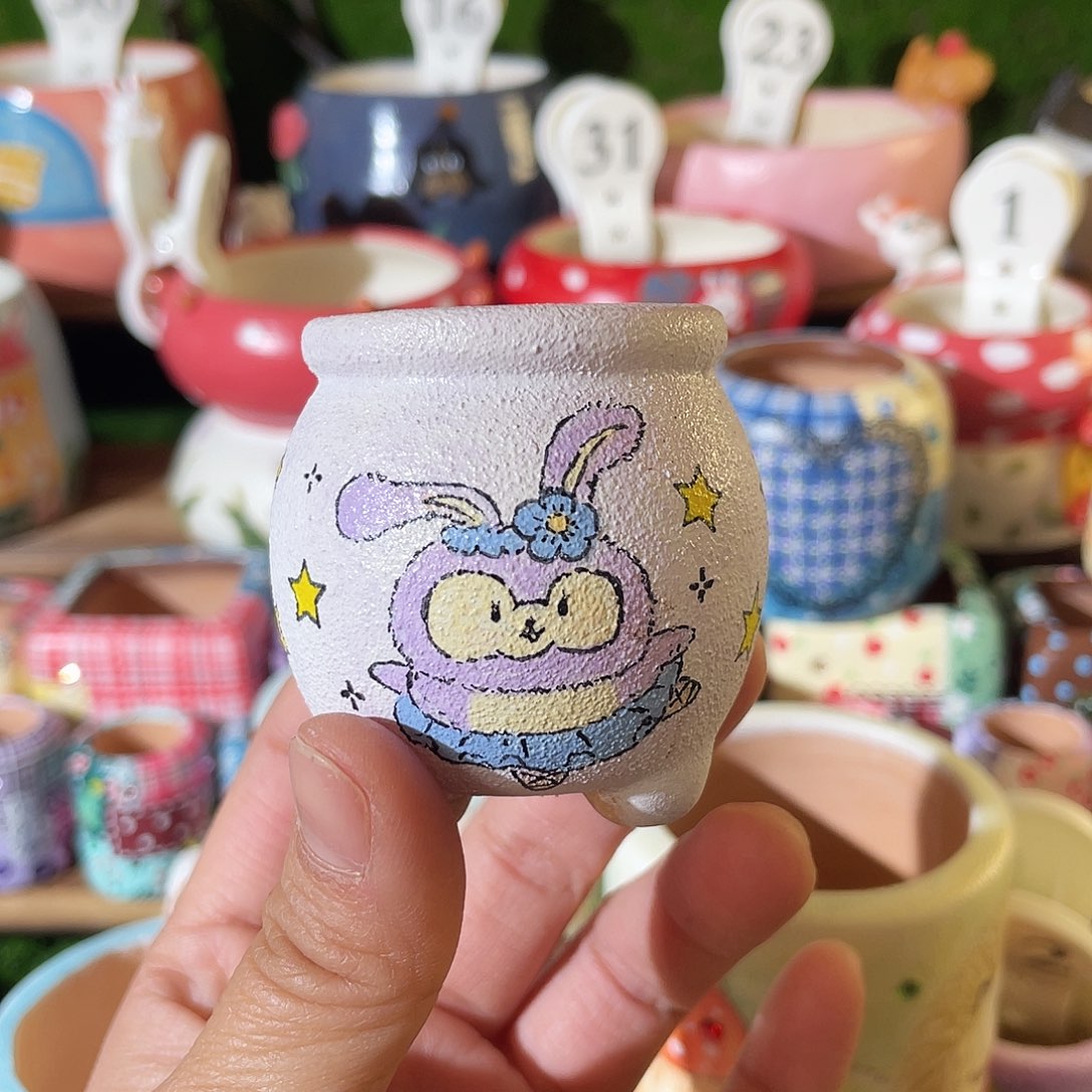 红陶手工….手绘紫色