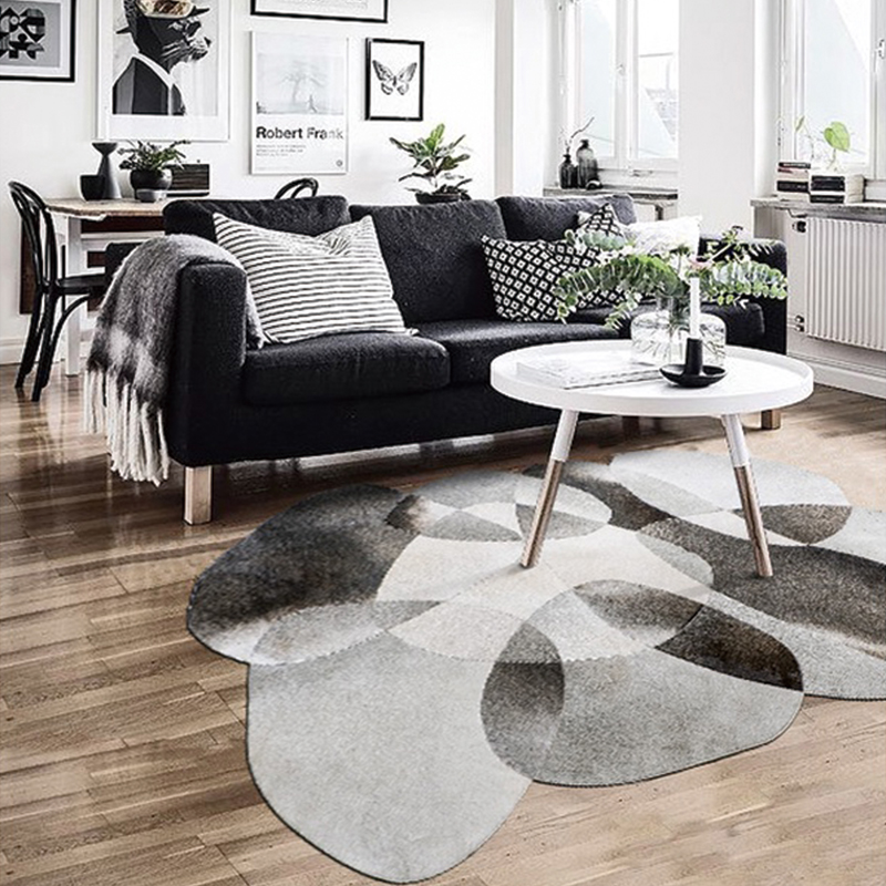 chiato/奇朵石头牛皮地毯枯山石几何异形卧室地毯房间灰色简约