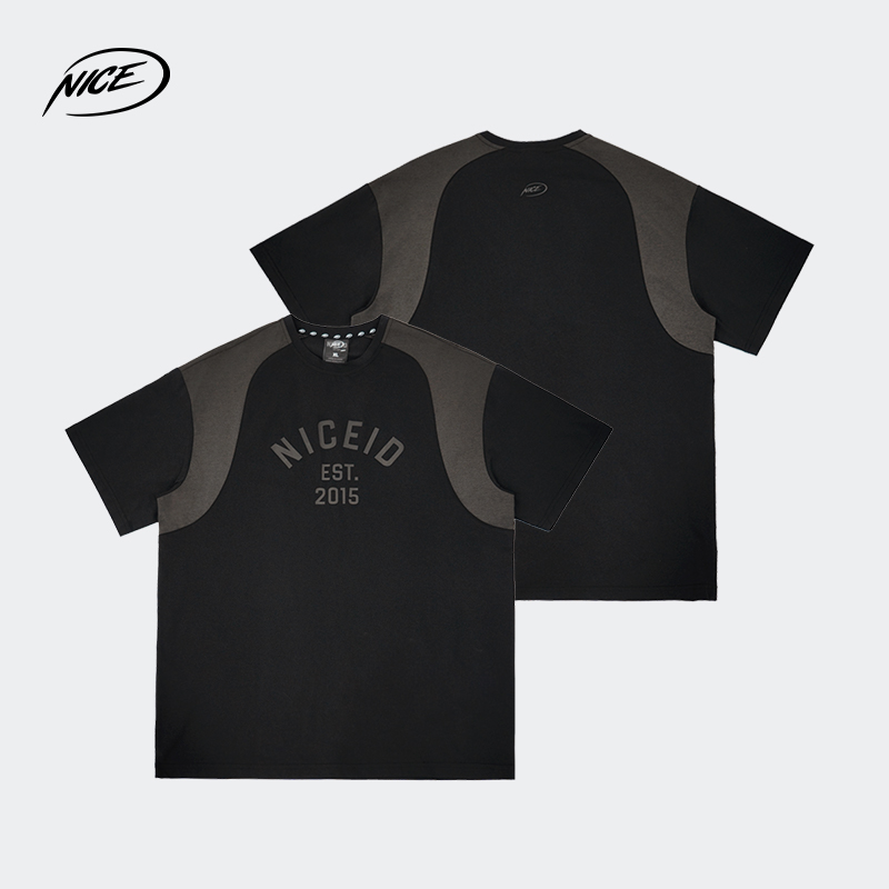 NICEID NICE运动拼色短袖宽松篮球短袖超正版型速干圆领训练T恤