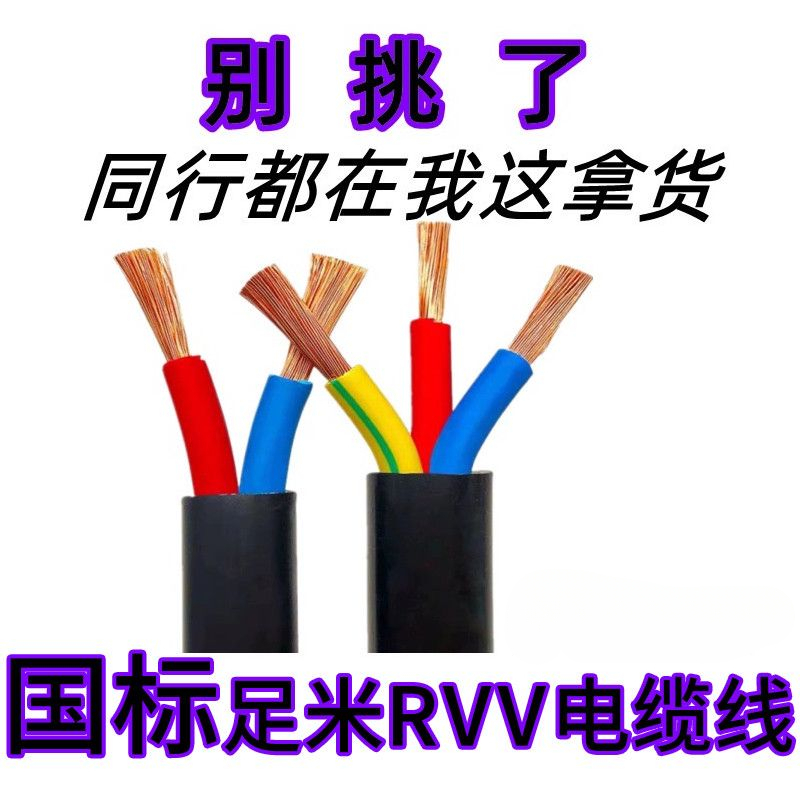 新疆包邮国标电缆软电线RVV2芯1.52.54610平方护套线户外防水防冻