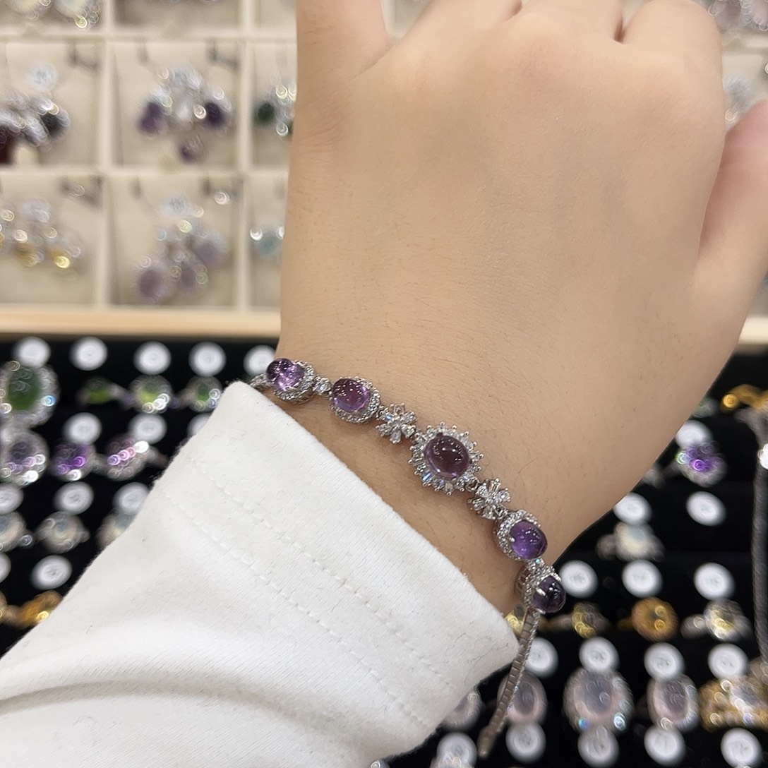 安***）手链紫晶银S925镶嵌