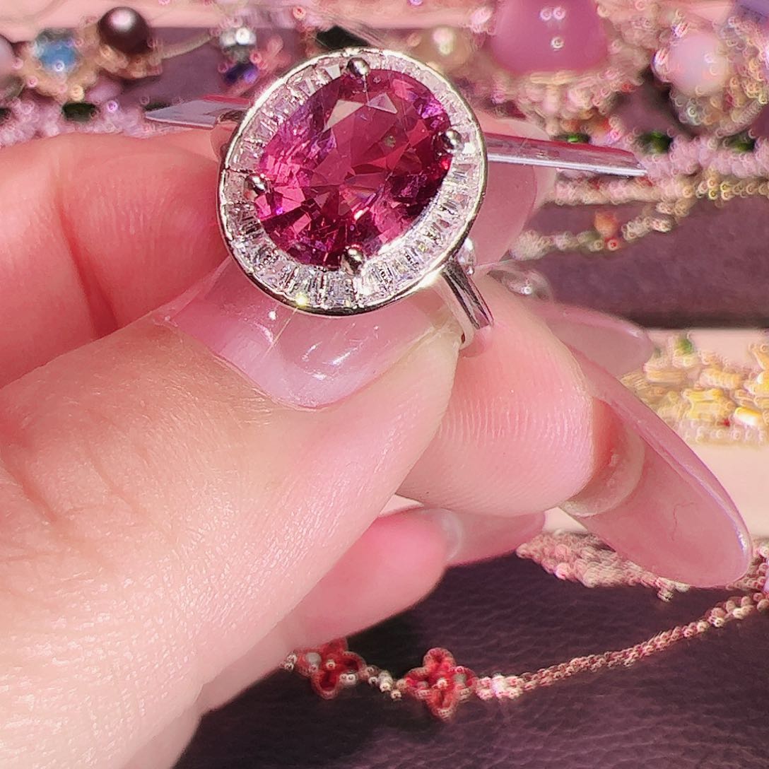 尖晶石戒指银S925镶嵌