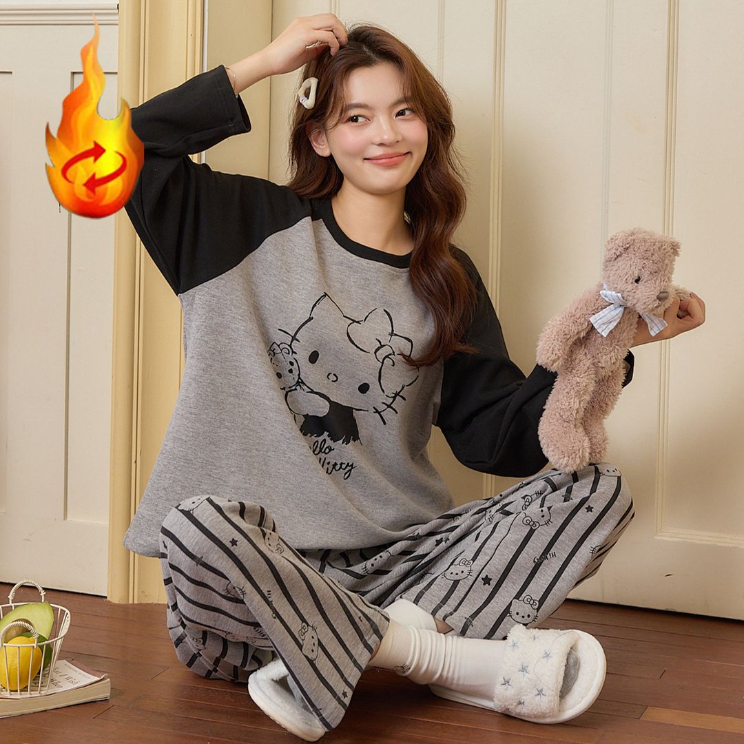 7765冬季新款加厚绒保暖女士睡衣韩版休闲家居服套装MJ