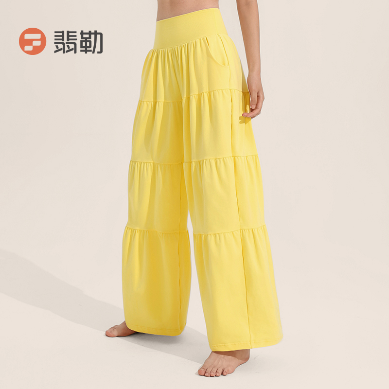 Fieder/翡勒韩系阔腿裤宽松褶皱阔腿直筒蛋糕瑜伽裤运动必备