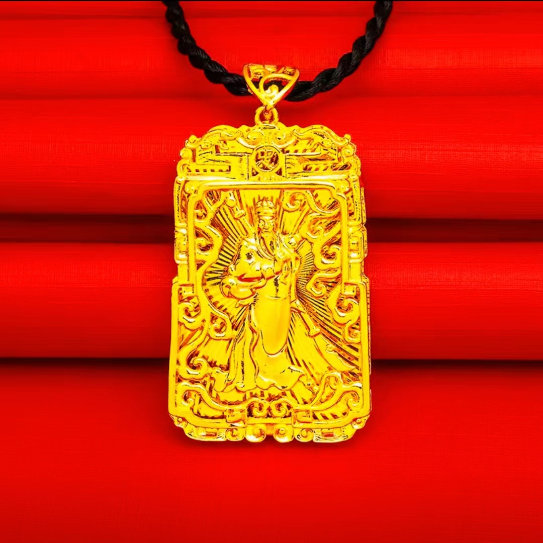 合金吊坠 【 时 尚 关 公 吊 坠 】男 士 金 色 百 搭 精美浮雕坠牌