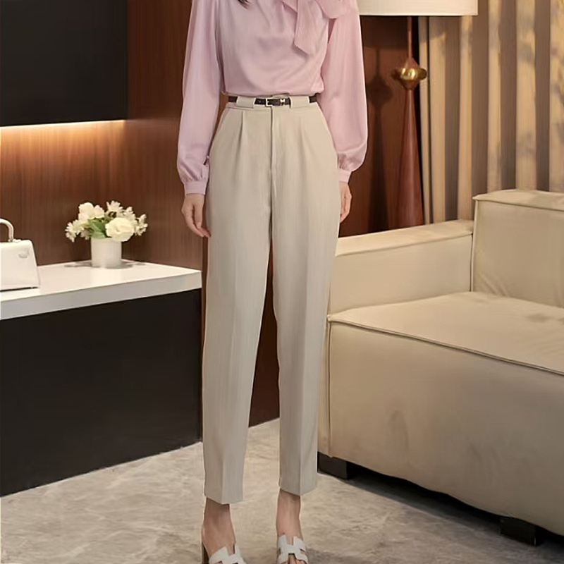 2025春季新款高腰垂感直筒裤通勤气质轻奢百搭显瘦九分休闲裤女