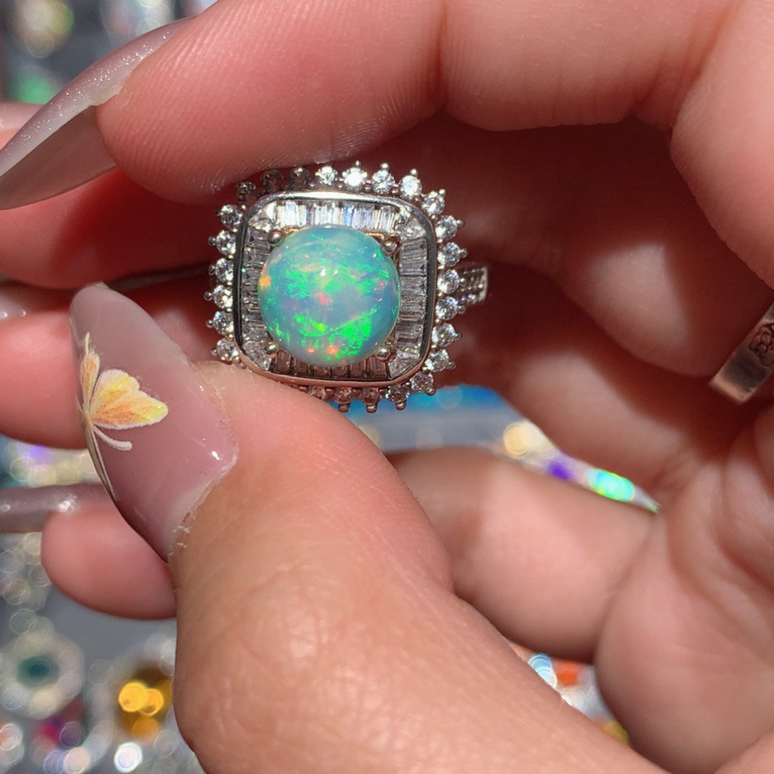 欧泊欧泊戒指y银S925镶嵌