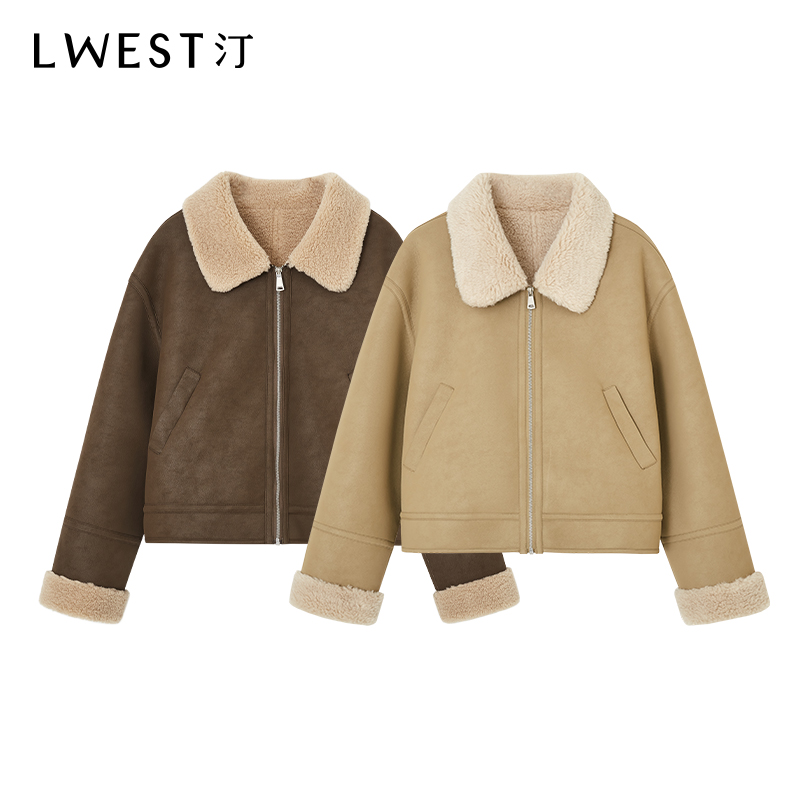 【达人专属】朗文斯汀时尚撞色毛毛短外套DZMW4511C09574