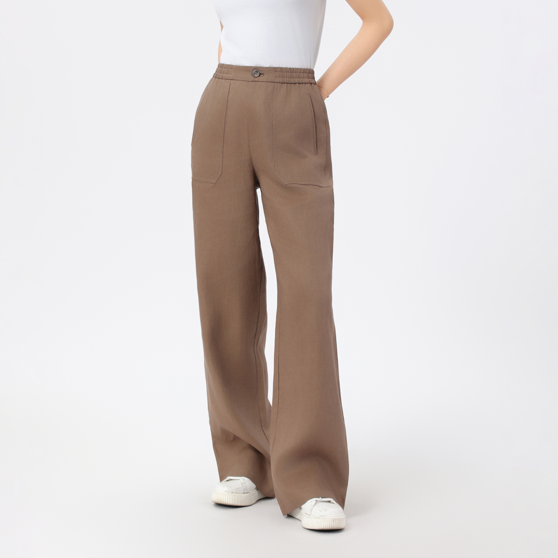 AMASS/阿玛施春夏新款休闲阔腿裤宽松简约百搭亚麻直筒裤510052