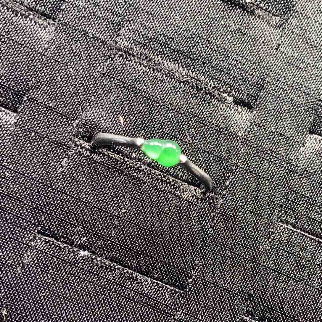 翡翠银S925镀金镶嵌戒指