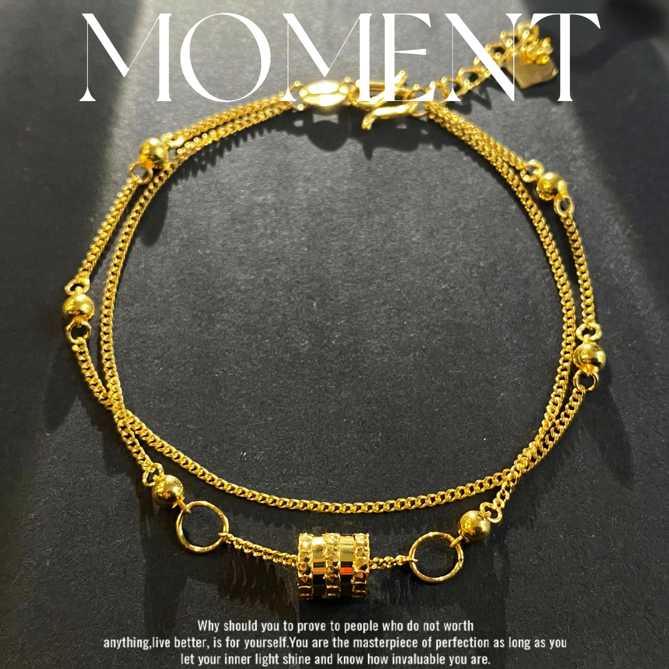 金斗芸足金小蛮腰金珠双层 精致轻奢时尚百搭足金999手链气质小众