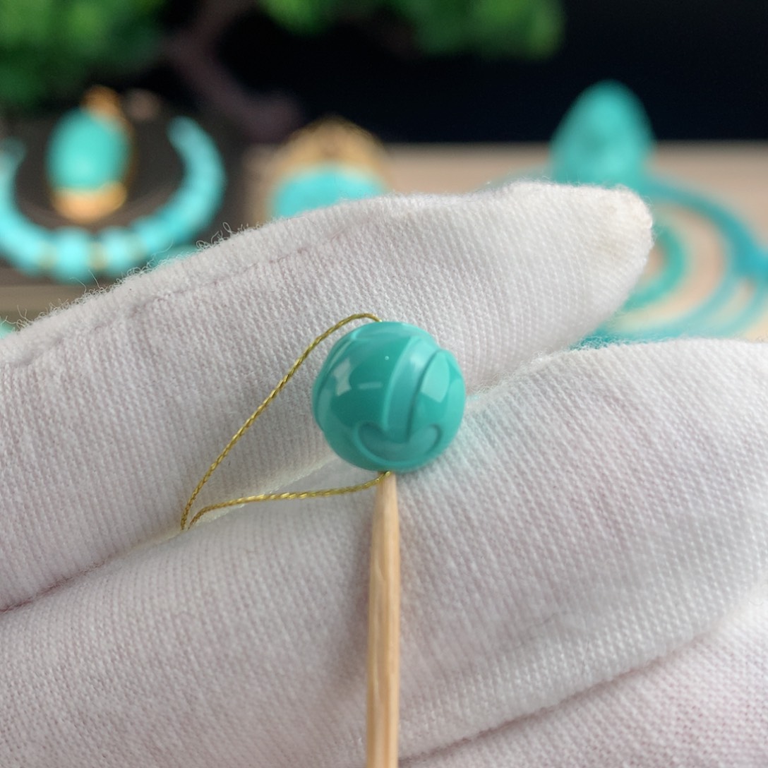 【闪购商品】绿松石圆珠卡9.5博古文未镶嵌