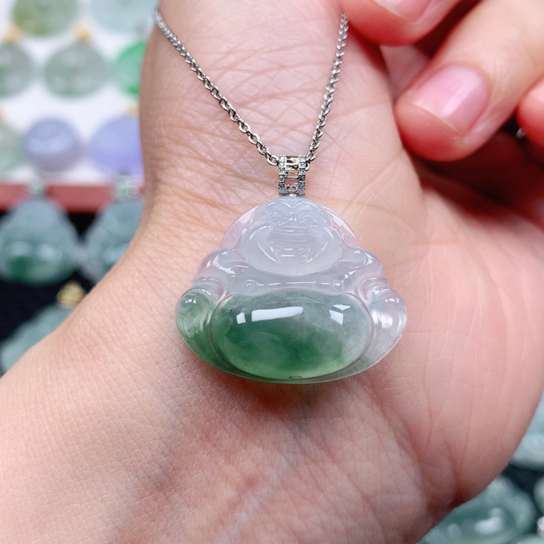 翡翠吊坠(不含链)18K金镶嵌