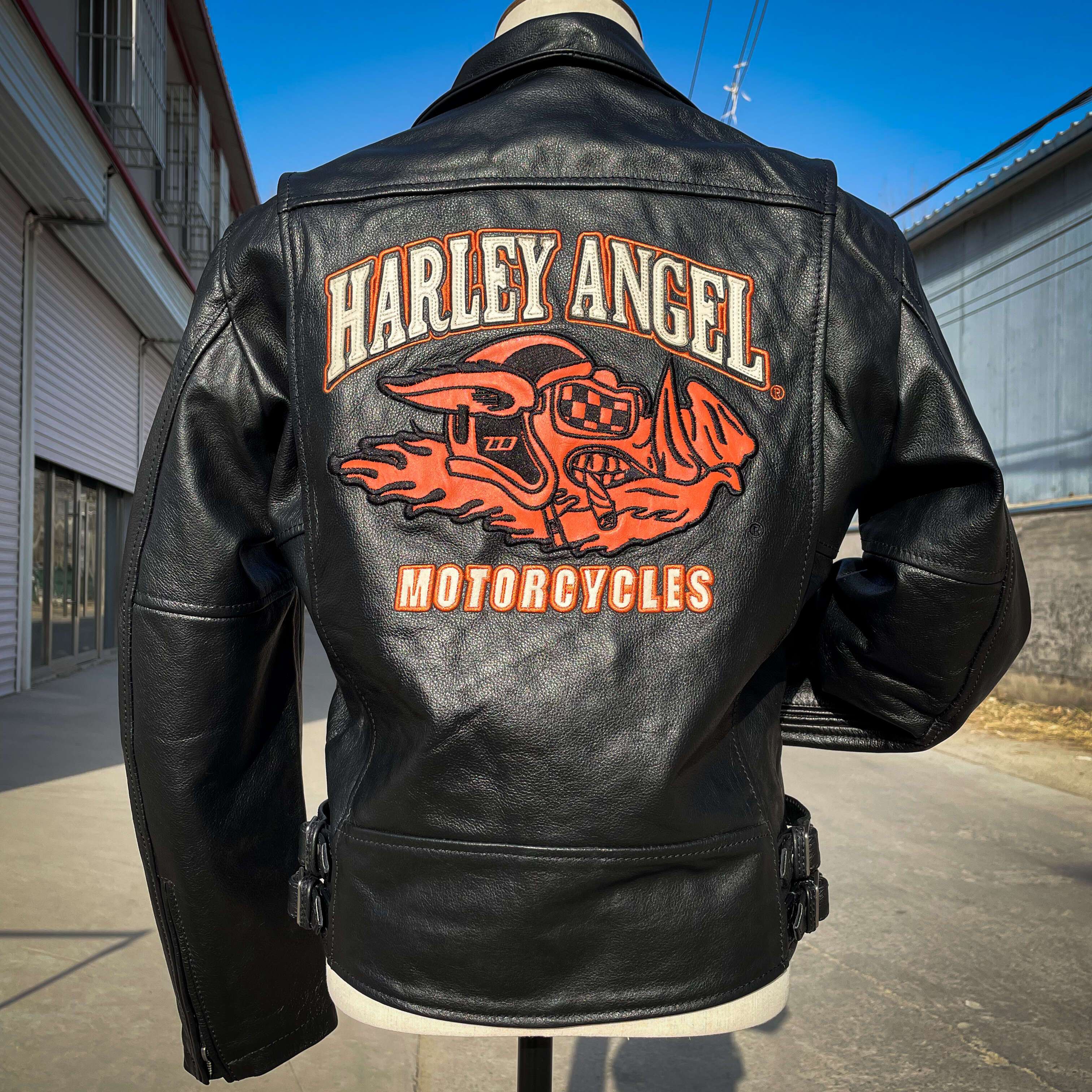 HARLEYANGEL真皮皮衣男哈雷厂家直供HA-38幸运猪头层牛皮夹克外套