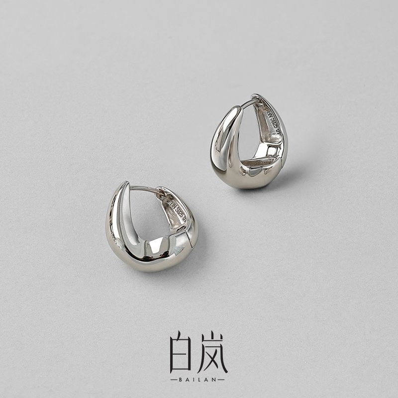 925银耳饰 白岚马蹄耳环女925银气质饰品小众设计高级感ED2881
