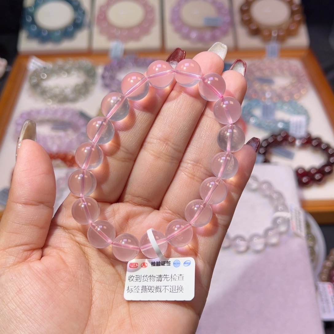 水晶手串未镶嵌小****我星光莫粉11m m