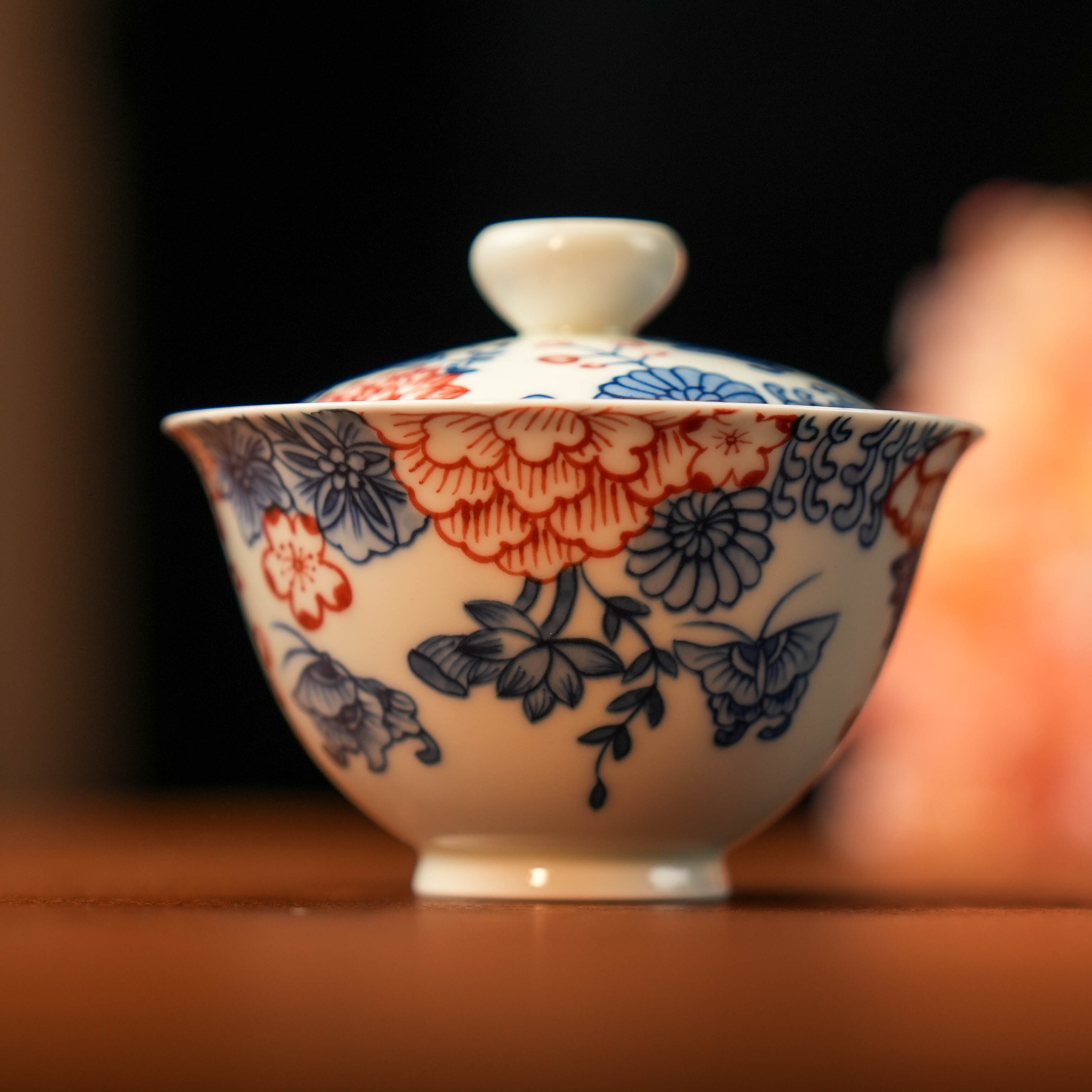 万花蝴蝶盖碗（JD068）