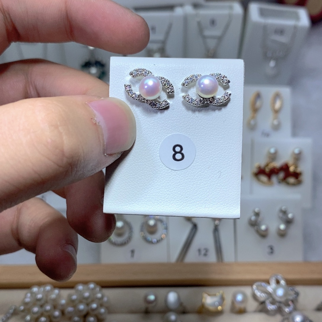 耳饰淡水珍珠银S925镶嵌