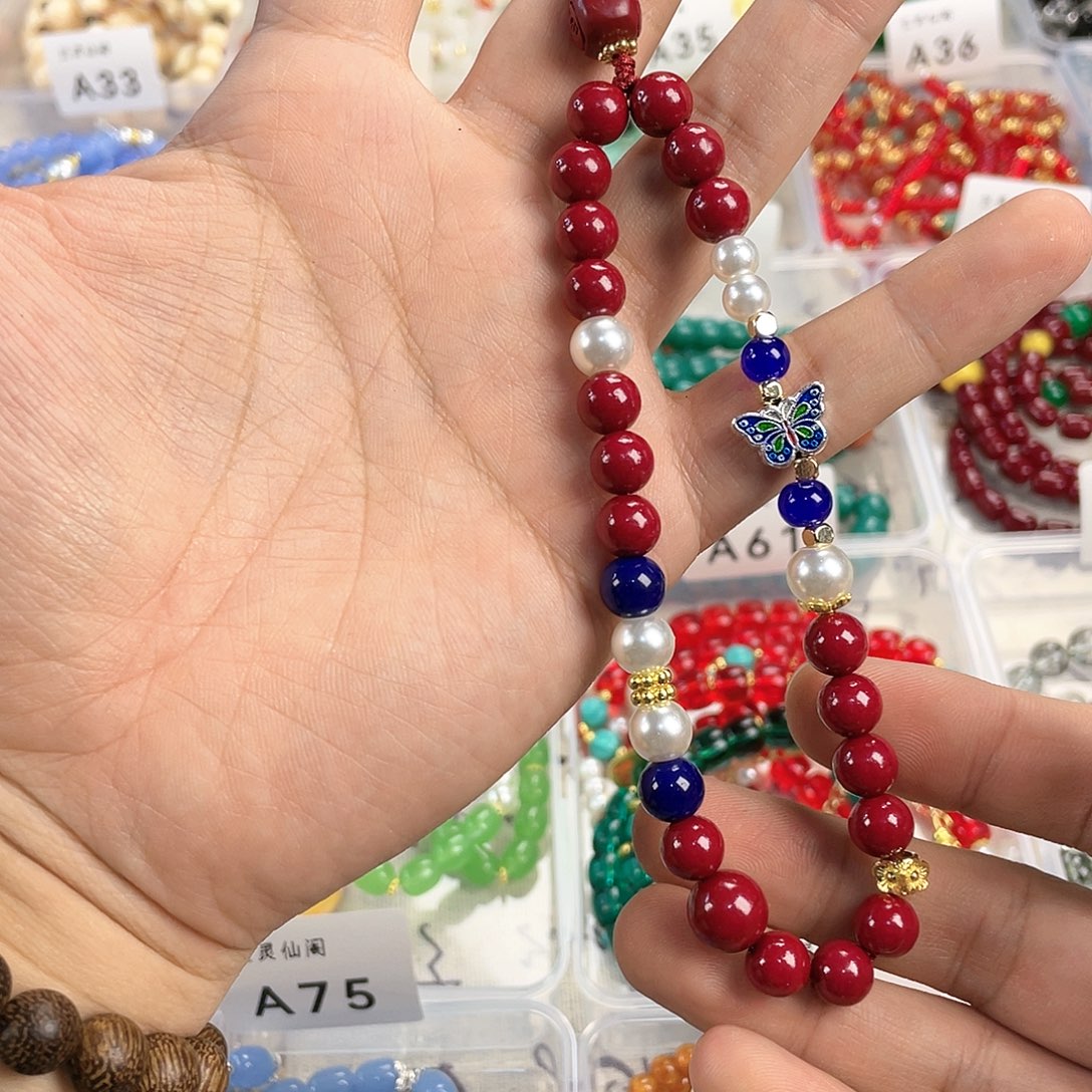 檀香木手串银S925镀金镶嵌