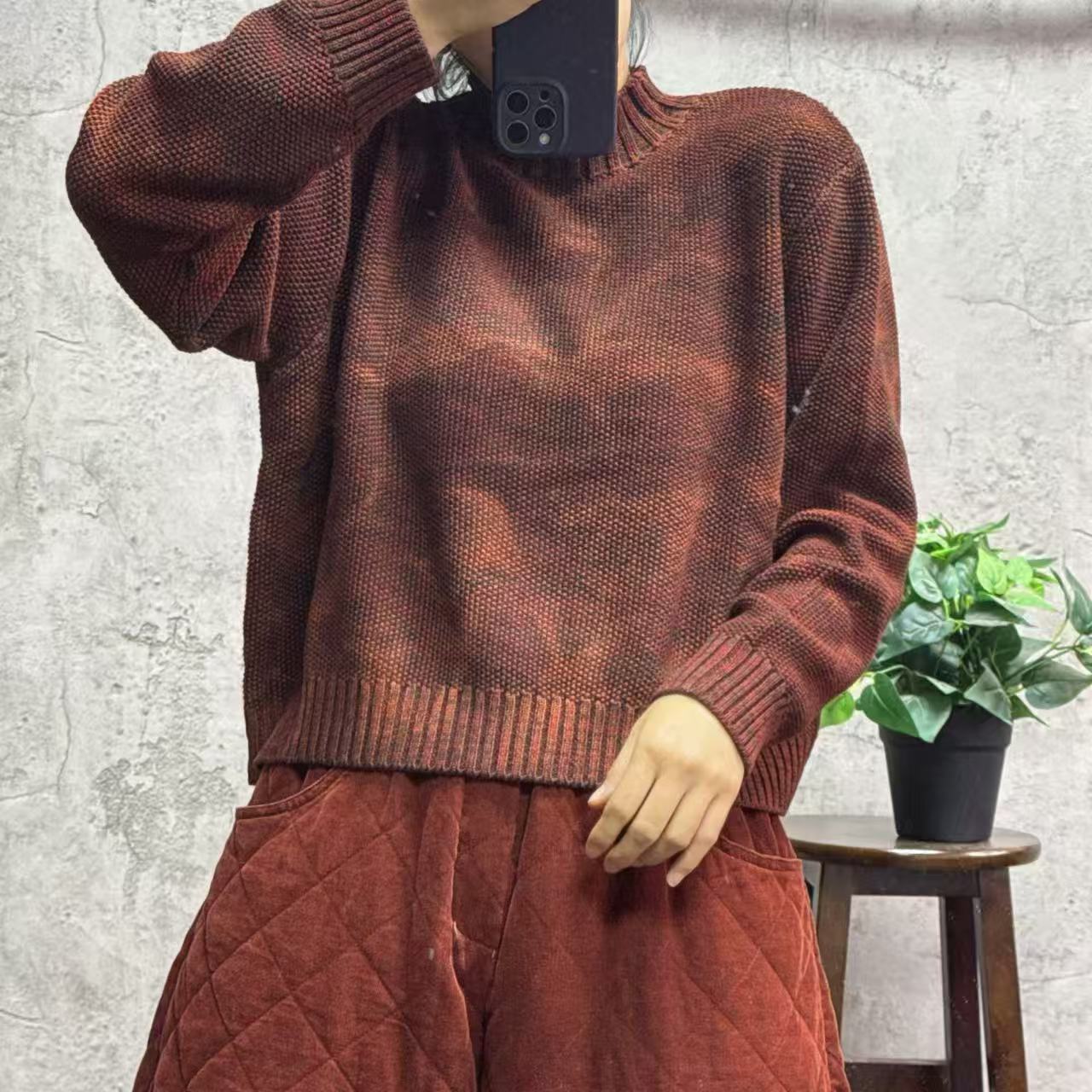 媚儿~冬季新款扎染工艺半高领毛衣（衣长50 胸围120）