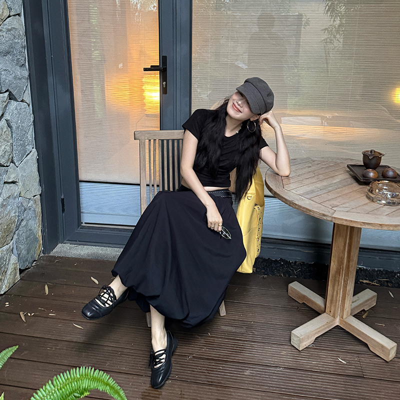 Seyora【西野暮色】慵懒风花苞半裙时尚高腰A字半身裙 B34903SY52