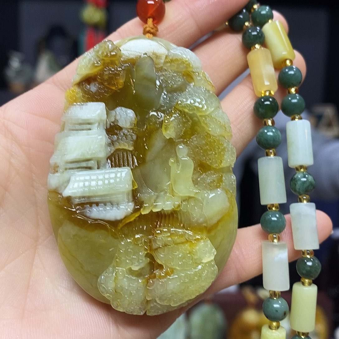 岫玉未镶嵌挂件吊坠戒指