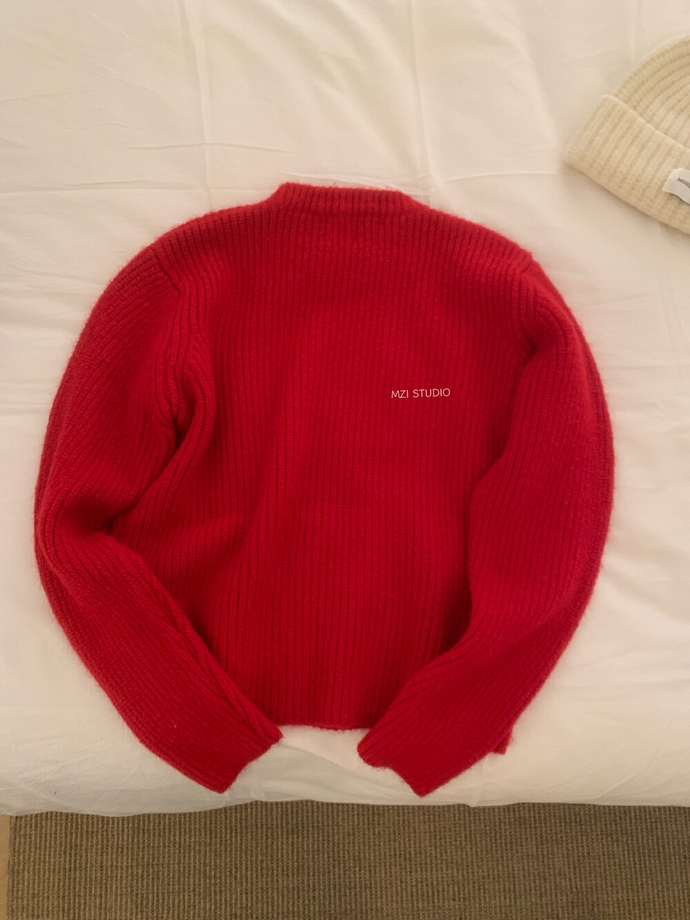 圆领毛衣加厚红色套头