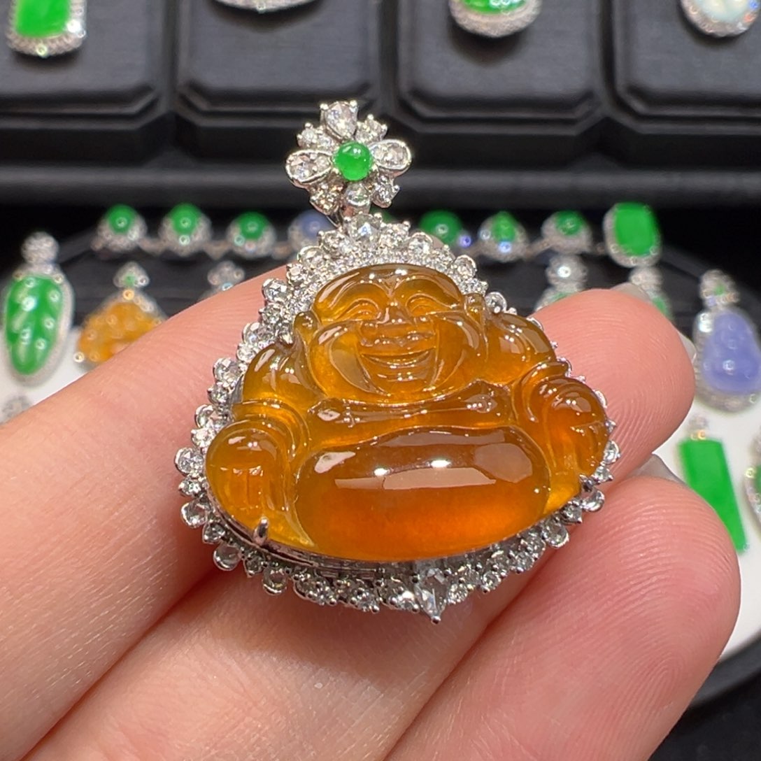 翡翠18K金镶嵌吊坠(不含链)收到货48小时鉴赏期