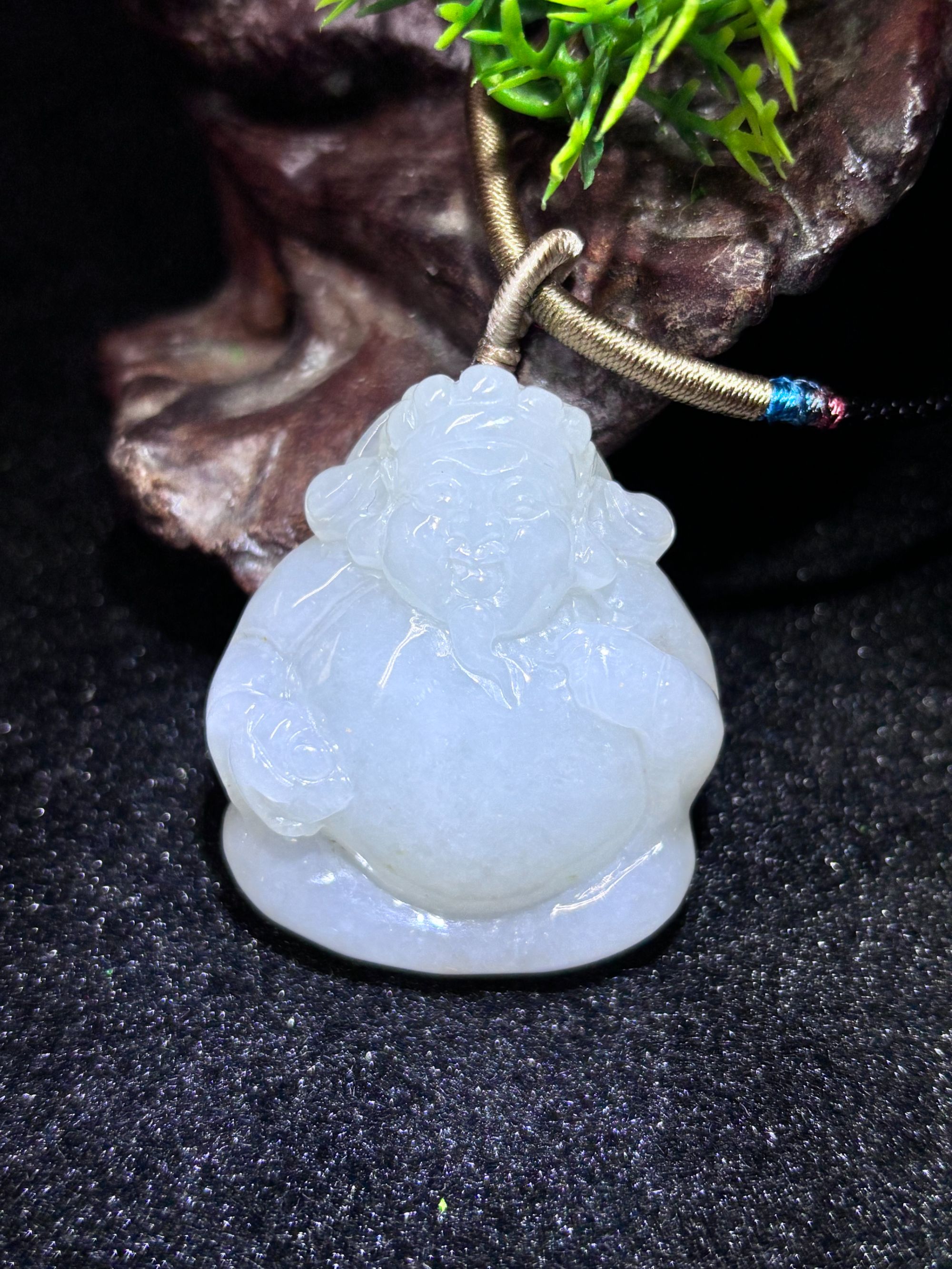 缅甸天然A货翡翠-精美财神爷挂件，时尚百搭 男女同款