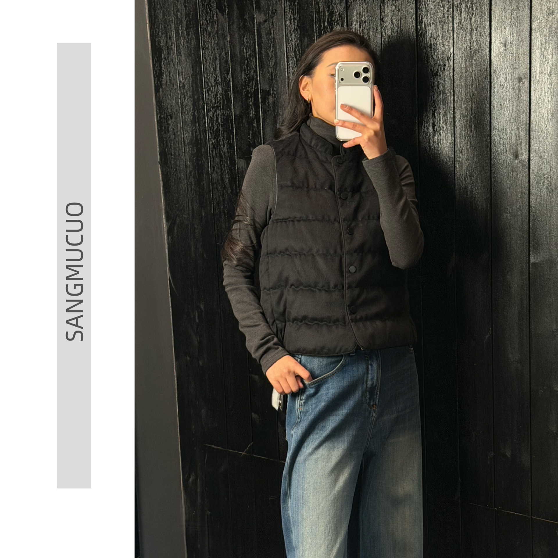 圣诞－【sangmucuo】新款轻奢立领羊毛羽绒马甲