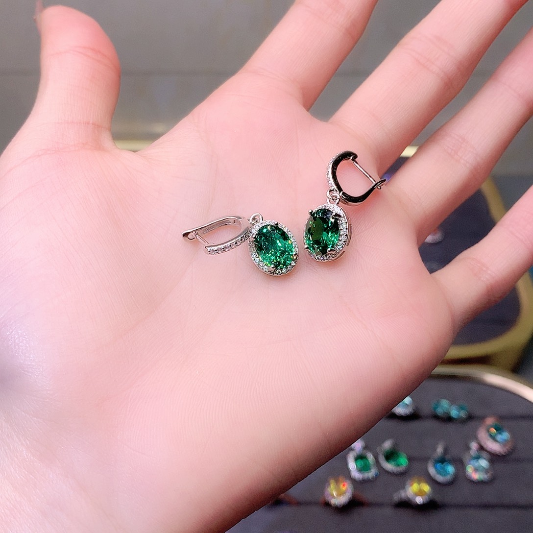 碧玺猫眼耳饰银S925镶嵌11111111