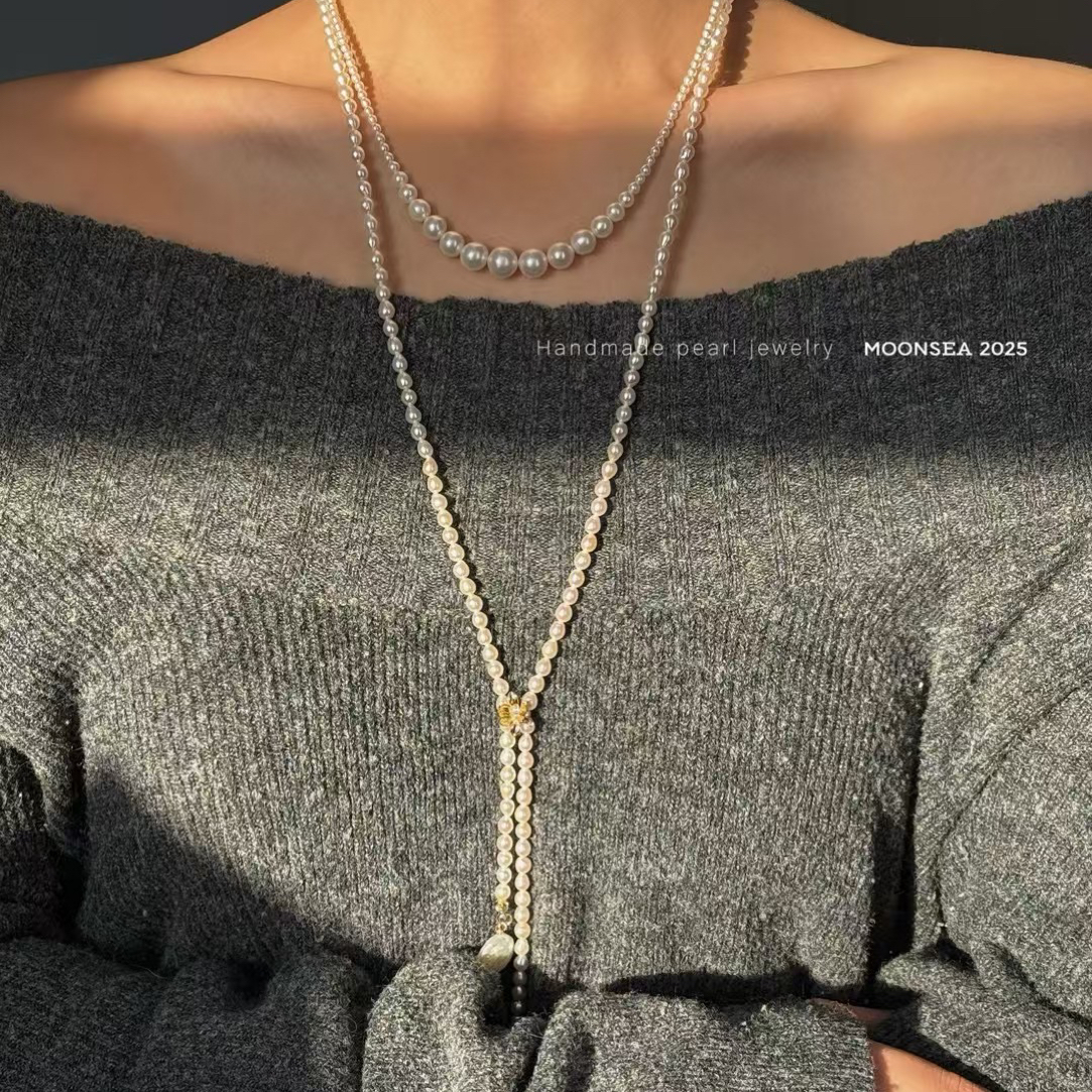 铜合金项链 多层可叠戴长款毛衣链轻奢小众百搭