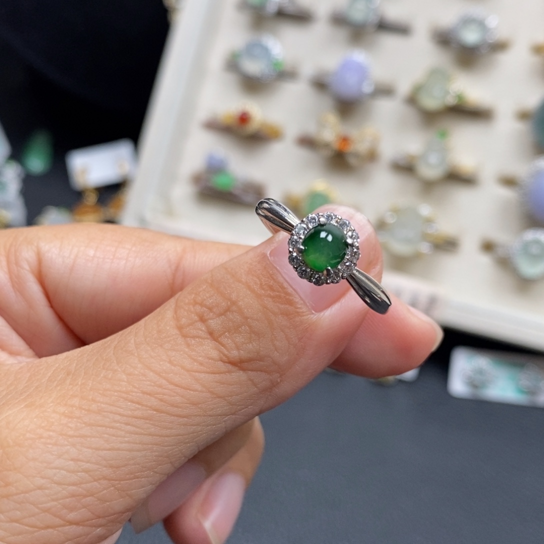 翡翠银S925镶嵌戒指