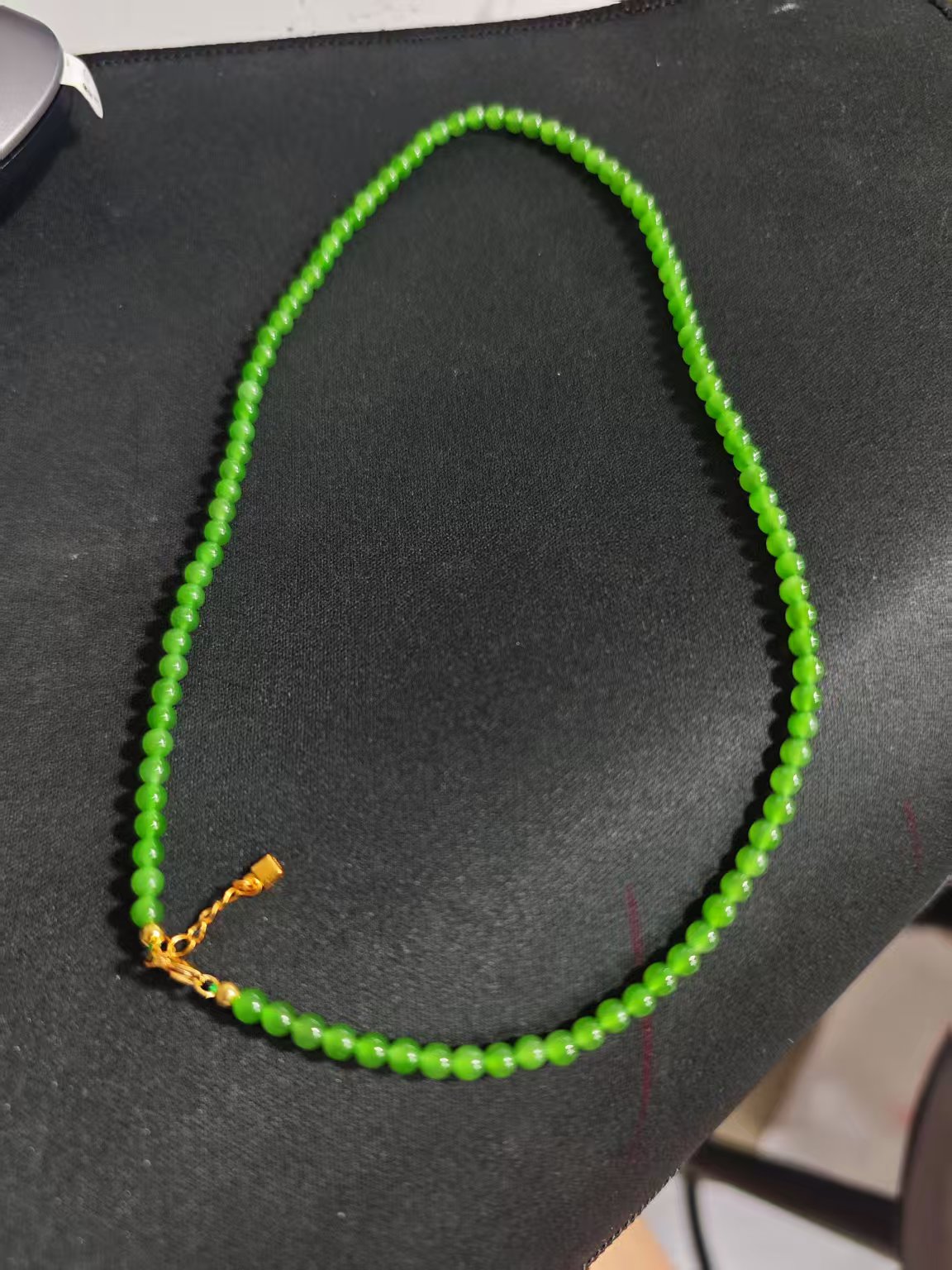 春夏爆款【小雅碧玉】和田玉碧玉项链小米珠冰阳绿4m新品绿-