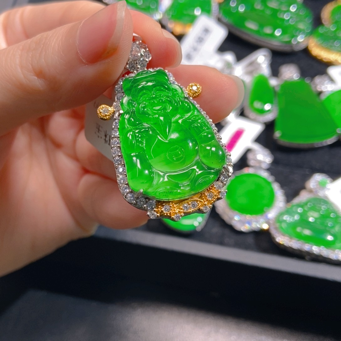 翡翠银S925镶嵌吊坠(不含链)