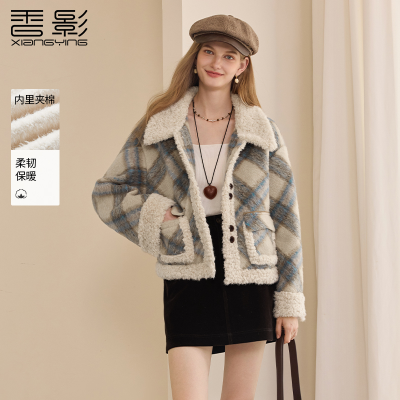 【直播专享】F95W988短外套 香影复古格子毛呢外套女短款冬季新款