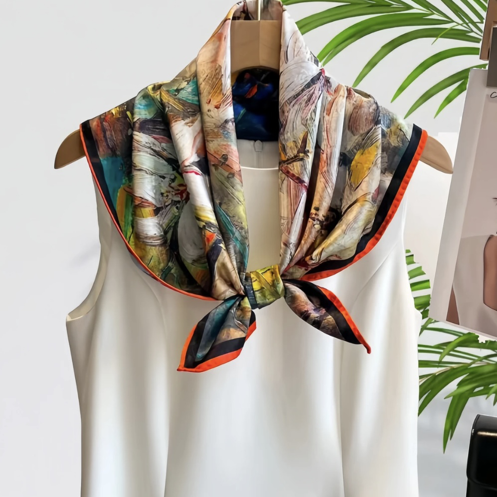 W05【油画百合】70x70cm方巾香云花萝新香云花萝丝巾提花围巾199月